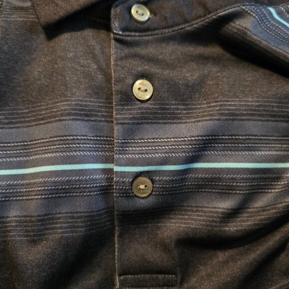 Ben Hogan Men's Golf Shirt 3XL Dark Blue Striped Collar 3 Buttons Short Sleeve - Picture 4 of 5